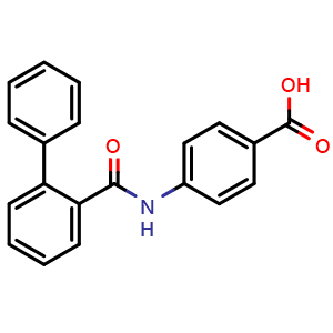 Chemical structure of 4-[(Biphenyl-2-ylcarbonyl)amino]benzoic acid , CAS 168626-74-2, AChemBlock AD266284