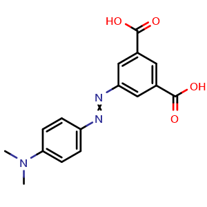 Chemical structure of 5-[2-[4-(Dimethylamino)phenyl]diazenyl]-1,3-benzenedicarboxylic acid , CAS 189352-49-6, AChemBlock AD266304