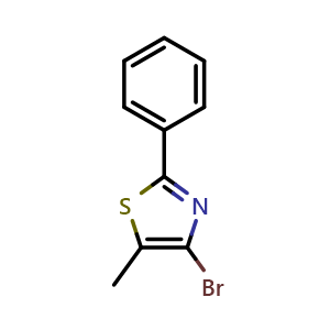 Chemical structure of 4-Bromo-5-methyl-2-phenyl-4,5-dihydrothiazole , CAS 210490-49-6, AChemBlock AD266323