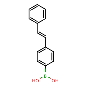 Chemical structure of (E)-(4-Styrylphenyl)boronic acid , CAS 250603-10-2, AChemBlock AD266334