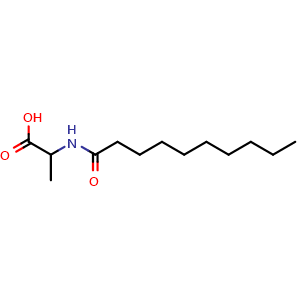Chemical structure of N-Decanoyl-DL-alanine , CAS 27167-48-2, AChemBlock AD266346