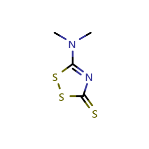 Chemical structure of 5-(Dimethylamino)-3H-1,2,4-dithiazole-3-thione , CAS 29220-04-0, AChemBlock AD266354