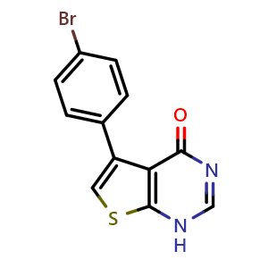 Chemical structure of 5-(4-Bromo-phenyl)-3H-thieno[2,3-d]pyrimidin-4-one , CAS 307512-24-9, AChemBlock AD266363