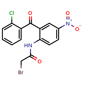 Chemical structure of 2-Bromo-N-[2-(2-chlorobenzoyl)-4-nitrophenyl]acetamide , CAS 52130-87-7, AChemBlock AD266377