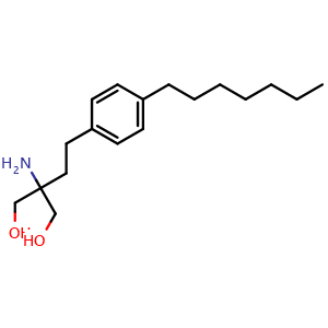 Chemical structure of 2-Amino-2-(4-heptylphenethyl)propane-1,3-diol , CAS 745767-97-9, AChemBlock AD266392