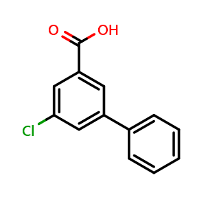 Chemical structure of 5-Chloro-[1,1'-biphenyl]-3-carboxylic acid , CAS 1082283-43-9, AChemBlock AD266411