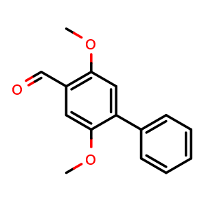 Chemical structure of 2,5-Dimethoxy-[1,1'-biphenyl]-4-carbaldehyde , CAS 109074-21-7, AChemBlock AD266414