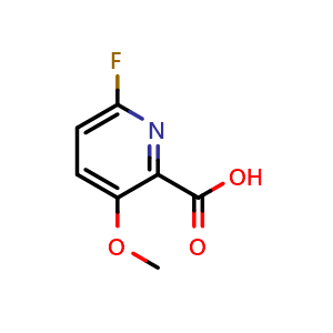 Chemical structure of 6-Fluoro-3-methoxypyridine-2-carboxylic acid , CAS 1256810-06-6, AChemBlock AD266426