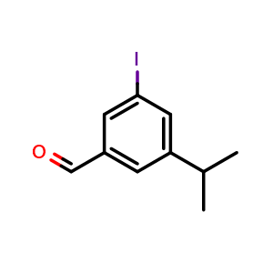 Chemical structure of 3-Iodo-5-isopropylbenzaldehyde , CAS 1289200-88-9, AChemBlock AD266434