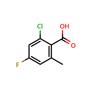Chemical structure of 2-Chloro-4-fluoro-6-methylbenzoic acid , CAS 1427391-98-7, AChemBlock AD266446