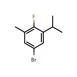 Chemical structure of 5-Bromo-2-fluoro-1-isopropyl-3-methylbenzene , CAS 1503650-26-7, AChemBlock AD266451