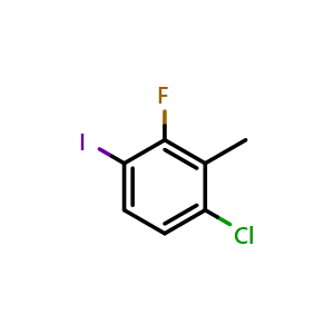 Chemical structure of 1-Chloro-3-fluoro-4-iodo-2-methylbenzene , CAS 1511863-37-8, AChemBlock AD266454