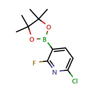 Chemical structure of 6-Chloro-2-fluoropyridine-3-boronic acid pinacol ester , CAS 1628524-89-9, AChemBlock AD266466