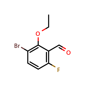 Chemical structure of 3-Bromo-2-ethoxy-6-fluorobenzaldehyde , CAS 1780186-44-8, AChemBlock AD266469