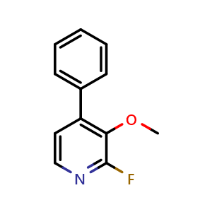 Chemical structure of 2-Fluoro-3-methoxy-4-phenylpyridine , CAS 1806393-08-7, AChemBlock AD266479