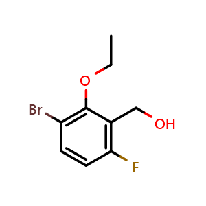 Chemical structure of (3-Bromo-2-ethoxy-6-fluorophenyl)methanol , CAS 2091249-76-0, AChemBlock AD266495