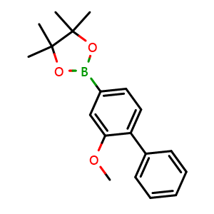 Chemical structure of 2-(2-Methoxy-[1,1'-biphenyl]-4-yl)-4,4,5,5-tetramethyl-1,3,2-dioxaborolane , CAS 2315411-55-1, AChemBlock AD266509