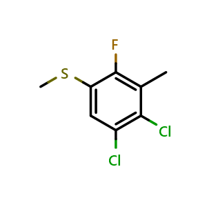 Chemical structure of (4,5-Dichloro-2-fluoro-3-methylphenyl)(methyl)sulfane , CAS 2586127-43-5, AChemBlock AD266539