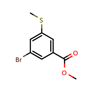 Chemical structure of Methyl 3-bromo-5-(methylthio)benzoate , CAS 453566-01-3, AChemBlock AD266545