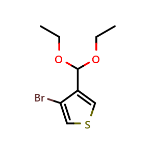 Chemical structure of 3-bromo-4-(diethoxymethyl)thiophene , CAS 20969-32-8, AChemBlock AD266549