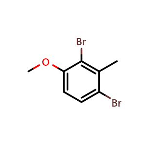 Chemical structure of 1,3-Dibromo-4-methoxy-2-methylbenzene , CAS 688744-20-9, AChemBlock AD266553