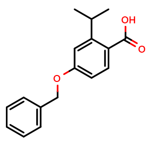 Chemical structure of 4-(Benzyloxy)-2-isopropylbenzoic acid , CAS 851334-71-9, AChemBlock AD266559