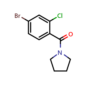 Chemical structure of 1-[(4-Bromo-2-chlorophenyl)carbonyl]pyrrolidine , CAS 877383-54-5, AChemBlock AD266563