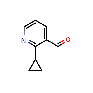 Chemical structure of 2-Cyclopropylpyridine-3-carbaldehyde , CAS 921760-70-5, AChemBlock AD266566