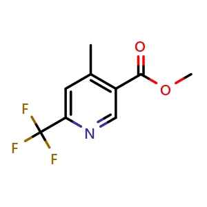 Chemical structure of Methyl 6-(trifluoromethyl)-4-methylpyridine-3-carboxylate , CAS 1211589-36-4, AChemBlock AD266576