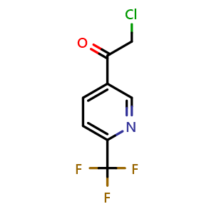 Chemical structure of 2-Chloro-1-(6-(trifluoromethyl)pyridin-3-yl)ethan-1-one , CAS 1256825-16-7, AChemBlock AD266577