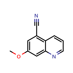 Chemical structure of 7-Methoxyquinoline-5-carbonitrile , CAS 1378796-81-6, AChemBlock AD266581