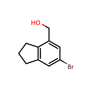 Chemical structure of (6-Bromo-2,3-dihydro-1H-inden-4-yl)methanol , CAS 1783542-18-6, AChemBlock AD266588