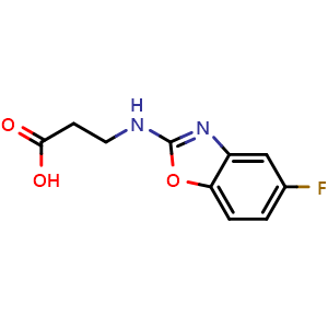 Chemical structure of 3-((5-Fluorobenzo[d]oxazol-2-yl)amino)propanoic acid , CAS 2110245-01-5, AChemBlock AD266599