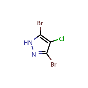 Chemical structure of 3,5-Dibromo-4-chloro-1H-pyrazole , CAS 27258-21-5, AChemBlock AD266611