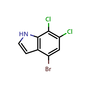 Chemical structure of 4-Bromo-6,7-dichloro-1H-indole , CAS 3022404-04-9, AChemBlock AD266618