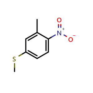 Chemical structure of Methyl(3-methyl-4-nitrophenyl)sulfane , CAS 308814-40-6, AChemBlock AD266621