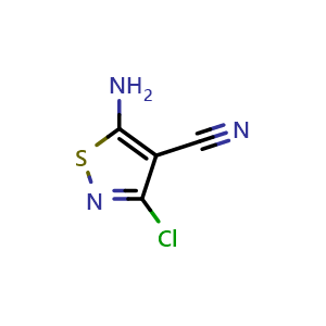 Chemical structure of 5-Amino-3-chloroisothiazole-4-carbonitrile , CAS 3889-68-7, AChemBlock AD266623