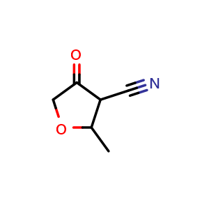 Chemical structure of 2-Methyl-4-oxotetrahydrofuran-3-carbonitrile , CAS 70097-89-1, AChemBlock AD266628
