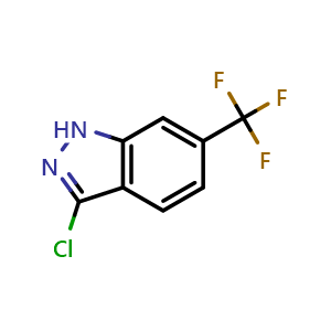 Chemical structure of 3-Chloro-6-(trifluoromethyl)-1H-indazole , CAS 1000341-24-1, AChemBlock AD266640
