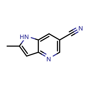 Chemical structure of 2-Methyl-1H-pyrrolo[3,2-b]pyridine-6-carbonitrile , CAS 1190312-04-9, AChemBlock AD266643