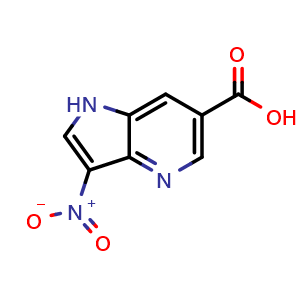 Chemical structure of 3-Nitro-1H pyrrolo[3,2 b]pyridine-6 carboxylic acid , CAS 1190312-84-5, AChemBlock AD266645