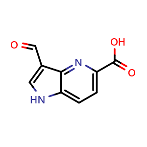 Chemical structure of 3-Formyl-1H-pyrrolo[3,2-b]pyridine-5-carboxylic acid , CAS 1190316-75-6, AChemBlock AD266648
