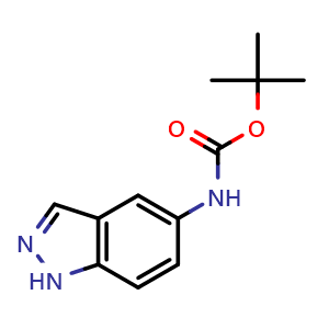 Chemical structure of tert-Butyl 1H-indazol-5-ylcarbamate , CAS 917474-59-0, AChemBlock AD266658