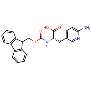 Chemical structure of (S)-2-((((9H-fluoren-9-yl)methoxy)carbonyl)amino)-3-(6-aminopyridin-3-yl)propanoic acid , CAS 1145678-10-9, AChemBlock AD266703