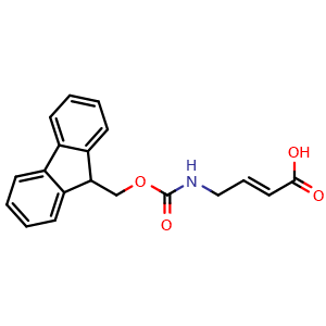 Chemical structure of (E)-4-(9H-fluoren-9-ylmethoxycarbonylamino)but-2-enoic acid , CAS 1189357-49-0, AChemBlock AD266722
