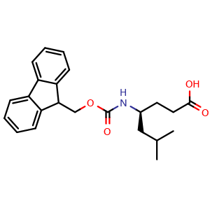 Chemical structure of (S)-Fmoc-4-amino-6-methyl-heptanoicacid , CAS 1189357-68-3, AChemBlock AD266723