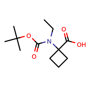 Chemical structure of 1-[[(1,1-Dimethylethoxy)carbonyl]ethylamino]cyclobutanecarboxylic acid , CAS 1202858-80-7, AChemBlock AD266726