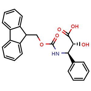 Chemical structure of N-Fmoc-(2R,3R)-3-Amino-2-hydroxy-3-phenyl-propionic acid , CAS 1217665-32-1, AChemBlock AD266736