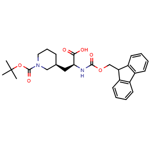 Chemical structure of Fmoc-(3S)-3PipAla(Boc)-OH , CAS 1251903-97-5, AChemBlock AD266757