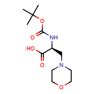 Chemical structure of (S)-2-((tert-Butoxycarbonyl)amino)-3-morpholinopropanoicacid , CAS 1251904-26-3, AChemBlock AD266759